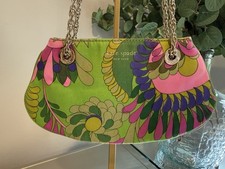 Kate Spade Vintage Green Ashbury Floral Fabric Gold Chain Shoulder Bag Clutch