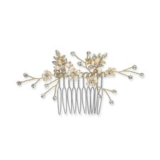 INC Gold-Tone Crystal  Imitation Pearl Small Hair Comb