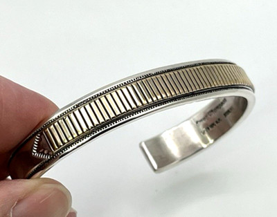 EMER THOMPSON NAVAJO 12k gold filled STERLING SILVER CUFF 6.5 in. '' BRACELET 925