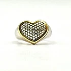 Lagos VINTAGE Caviar two Tone Silver & Gold Heart Ring Size 6.5