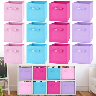 Yinder 12 Pcs Cube Storage 10.5''x10.5''x11'', Sky Blue, Purple, Pink, Rose