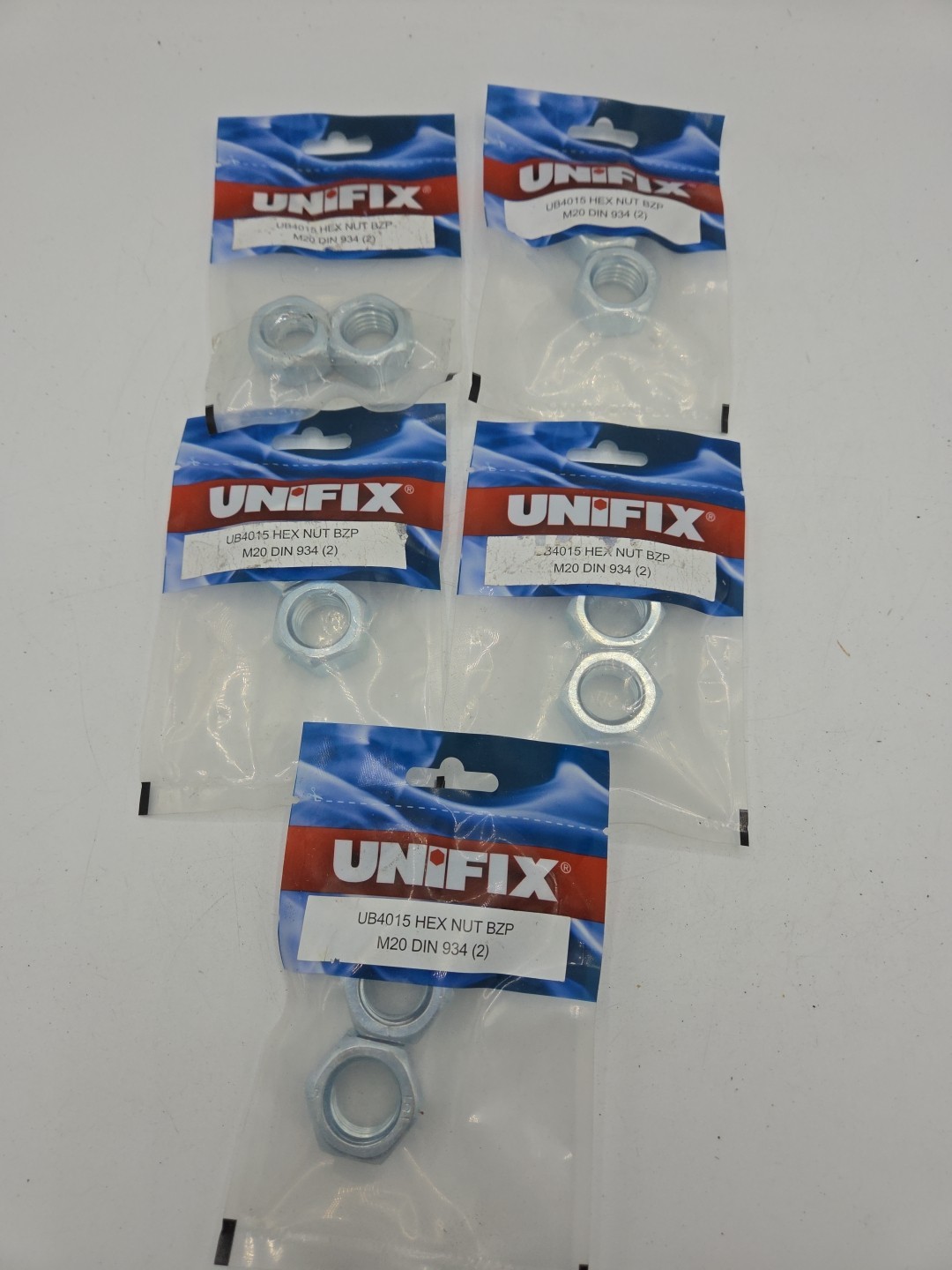 10 X - Unifix UB4P15 Hex Nut BZP M20 DIN 934 Bolt Nut - Pack Of 10