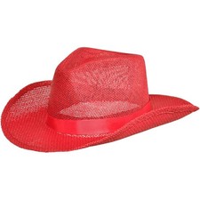Red Straw Cowboy Hat Adult Size fits Most Western Party Supplies and Decorations