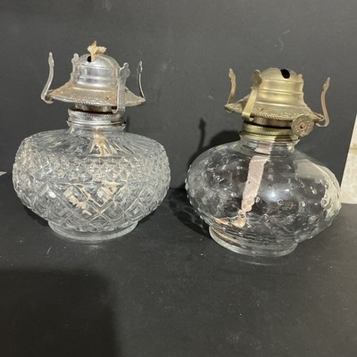 Vintage Lampenleuchte Bauernhöfe Bubble Glas & geschliffenes Glas Petroleum Lampensockel x 2 