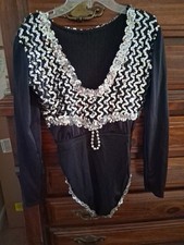 Black Sequins Figure Skating Outfit Ice Skating Competition Women Size large