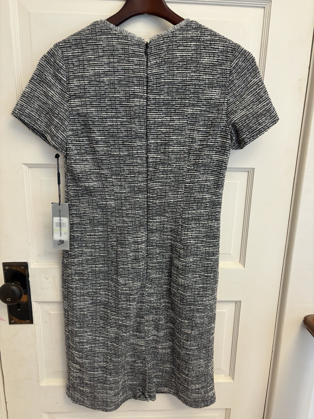 Karl Lagerfeld Paris Black Tweed Dress Pearl Pockets Size 4 NWT