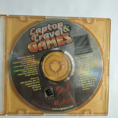 Vintage PC Games - EGames Laptop and Travel Games - Retro Family Friendly CD-ROM