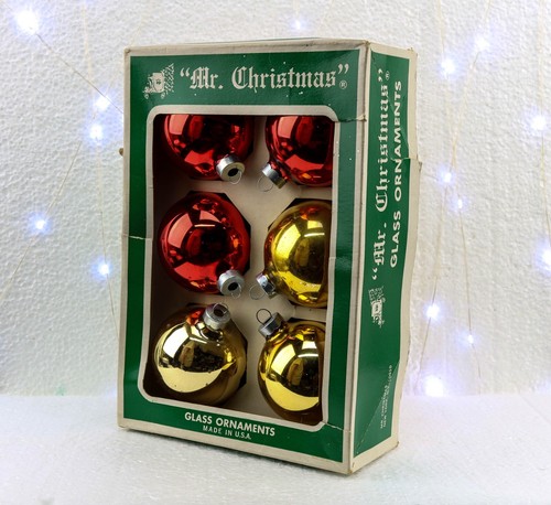 Red & Gold Mercury Glass Mr Christmas Ornaments Mid-Century Modern Atomic Xmas - Picture 5 of 10
