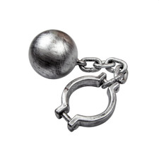 Deluxe Convict Ball  Chain Prisoner Fancy Dress Accessory Silver Chains Hen Sta