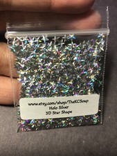 50g Solvent Resistant 3D STAR shape Glitter HOLO SILVER Nail ART Craft