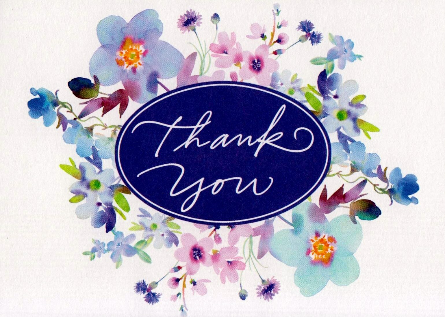 Hallmark Purple Floral Flowers Thank You Card For Her Blank Greeting Card Ebay