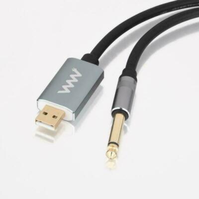 6,35 mm TS-Buchse auf USB A Gitarrenkabel 3 m Kabel für Elektroinstrumente
