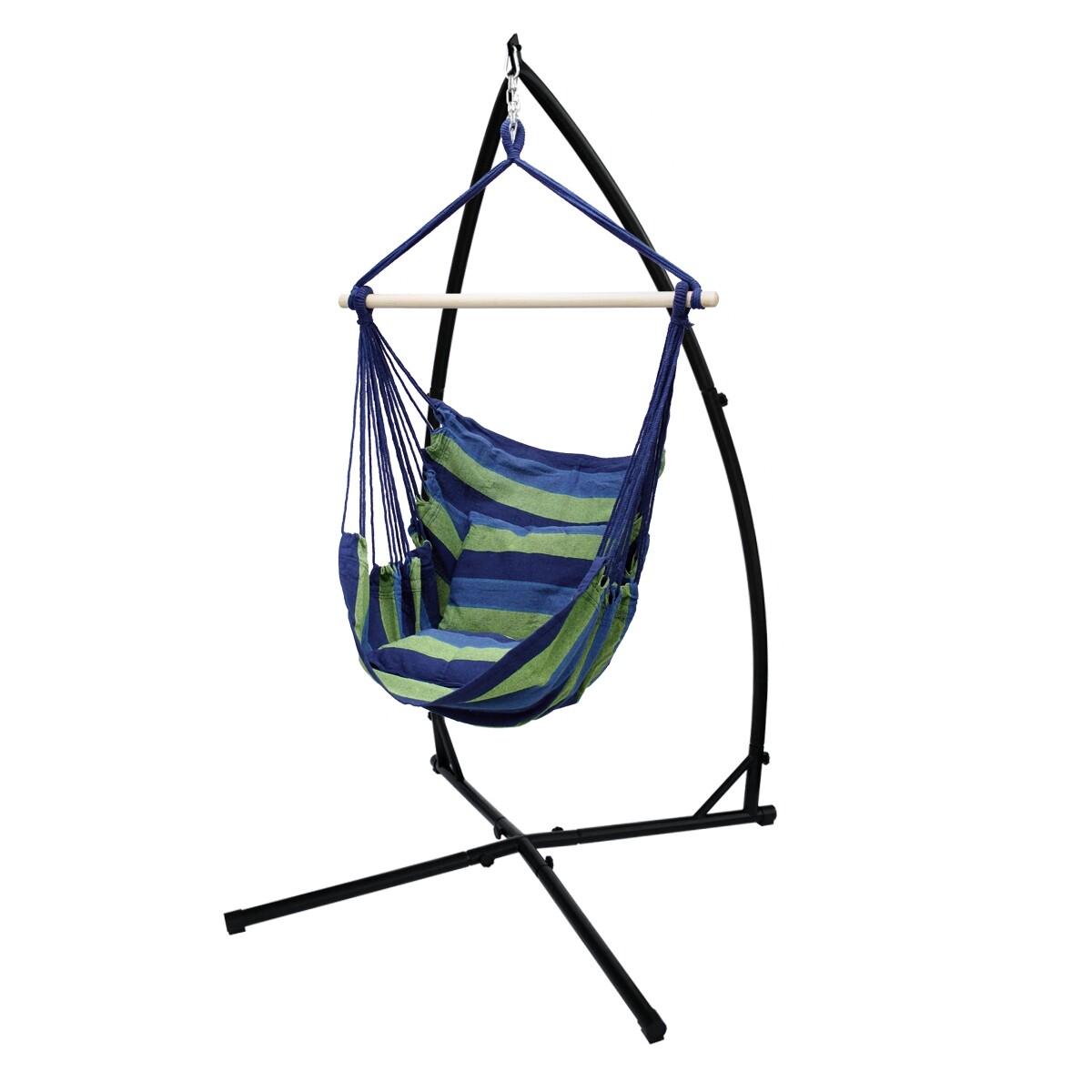 Columpio hamaca colgante con soporte azul/verde 208cm exterior o interior jardín