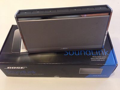 BOSE SOUNDLINK WIRELESS MOBILE SPEAKER SILVER WITH BROWN LEATHER