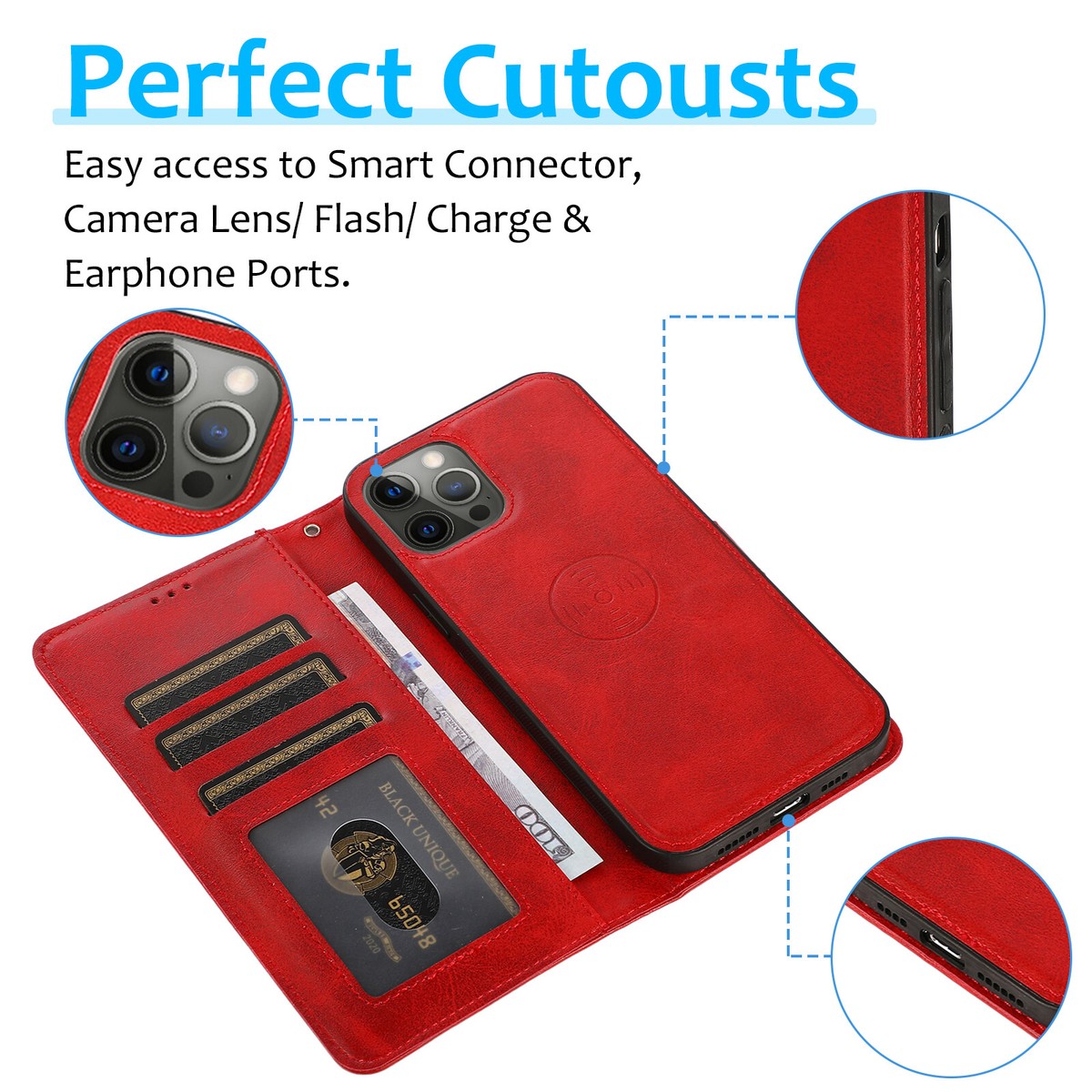 OCASE for iPhone 16 Pro Case Detachable Wallet Case with Card Holder, 2 in 1 Pu Leather Flip Folio with RFID Blocking Stand Wrist Strap Shockproof Phone Cover 6.3 Inch 2024