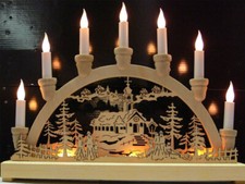 CHRISTMAS WOODEN CANDLE BRIDGE 10 LED WARM WHITE LIGHT WINDOW DECORATION GIFT 