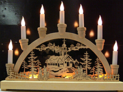 WEIHNACHTEN HOLZ KERZENBRÜCKE 10 LED WARMWEISS LICHT FENSTERDEKORATION GESCHENK 