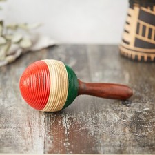 Painted Rattan Maraca Music Instrument Hand Made Gift