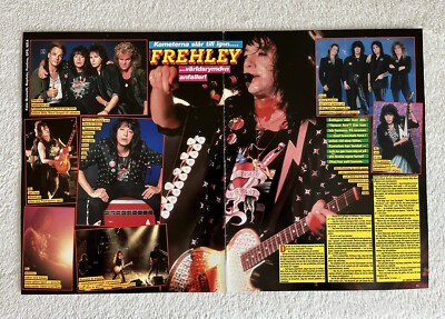 ACE FREHLEY 1987 KISS COMET Clipping Poster Swedish Music magazine