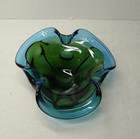 Art Glass Blue & Green Ashtray Small Dish Murano Style — photo 9