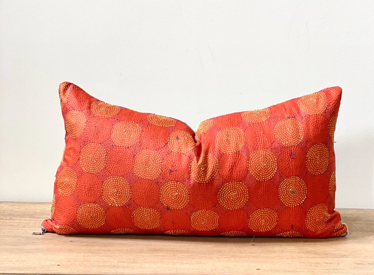 VINTAGE BENGAL KANTHA SILK PILLOW COVER 24 X 14 eBay