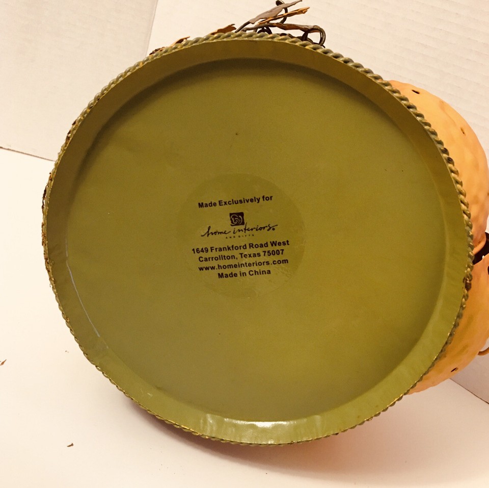 Fall Pumpkin Candleholder House Painted Metal HOME INTERIORS Vintage