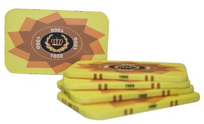  5 pcs LAUREL CROWN CERAMIC RECTANGULAR PLAQUES POKER CHIPS $1000