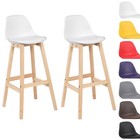 2 x Barhocker Barstuhl Holzgestell mit Lehne Stuhl Tresenhocker Weiß BH44ws-2