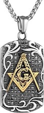 Retro Silver Stainless Steel Masonic Necklace Freemason Symbol Pendant Jewelry