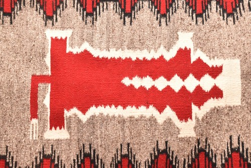 Antiker Navajo Teppich Textil Indianer Indianer Bild Kuh 45x27 Vintage Webart - Bild 12 von 12