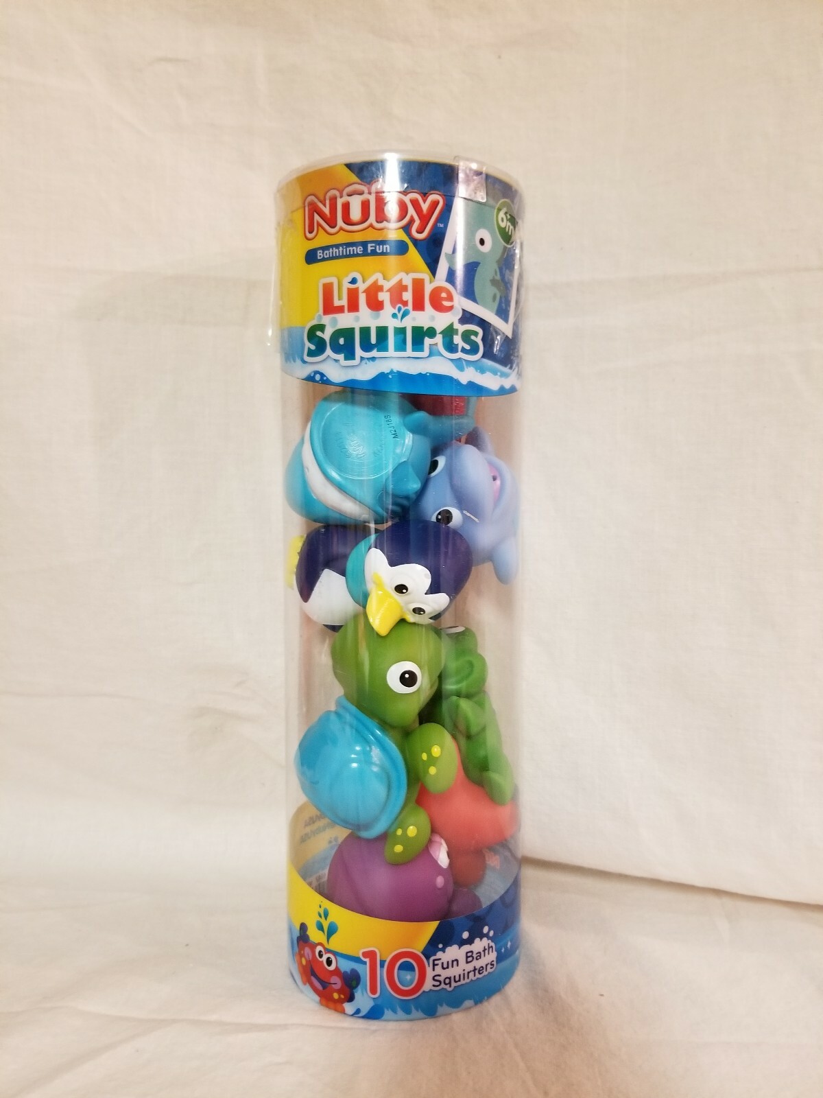 Nuby 10-Pack Little Squirts Fun Bath Toys, Assorted Characters