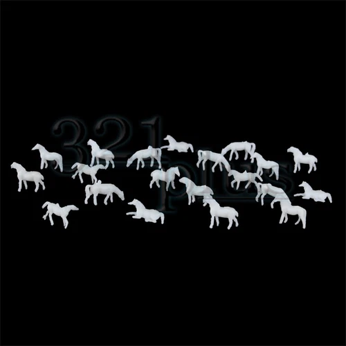 20 pcs. N Scale Horses 1:160 Scale Model Horse Farm Animals Figurines White