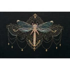 Counted Cross Stitch Kit Golden dragonfly DIY Abris Art