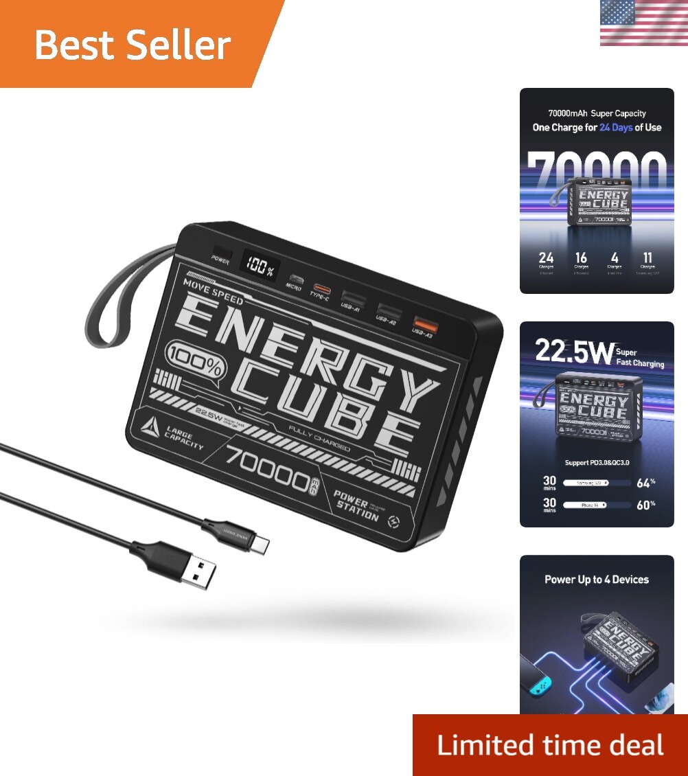 70000mAh Power Bank High Capacity, 22.5W Max PD 3.0 Fast Charging, Large Powe...