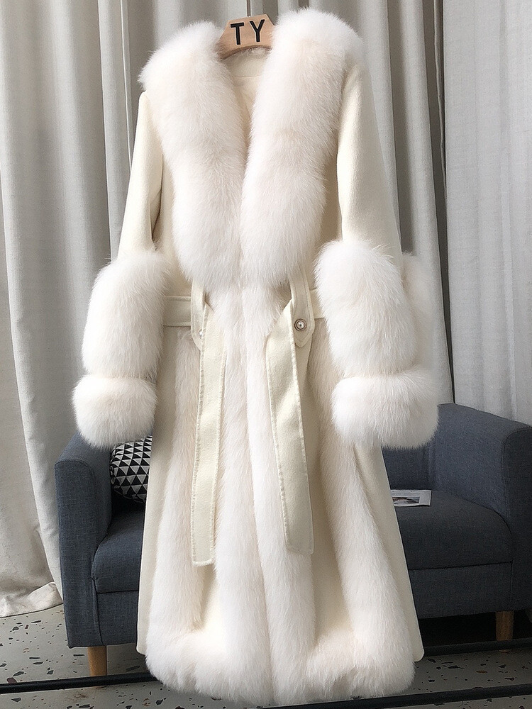High-end Whole Fur Fox Fur Double-sided Woolen Coat Women's High-end Whole Fur Fox Fur Double-sided Woolen Coat Women's