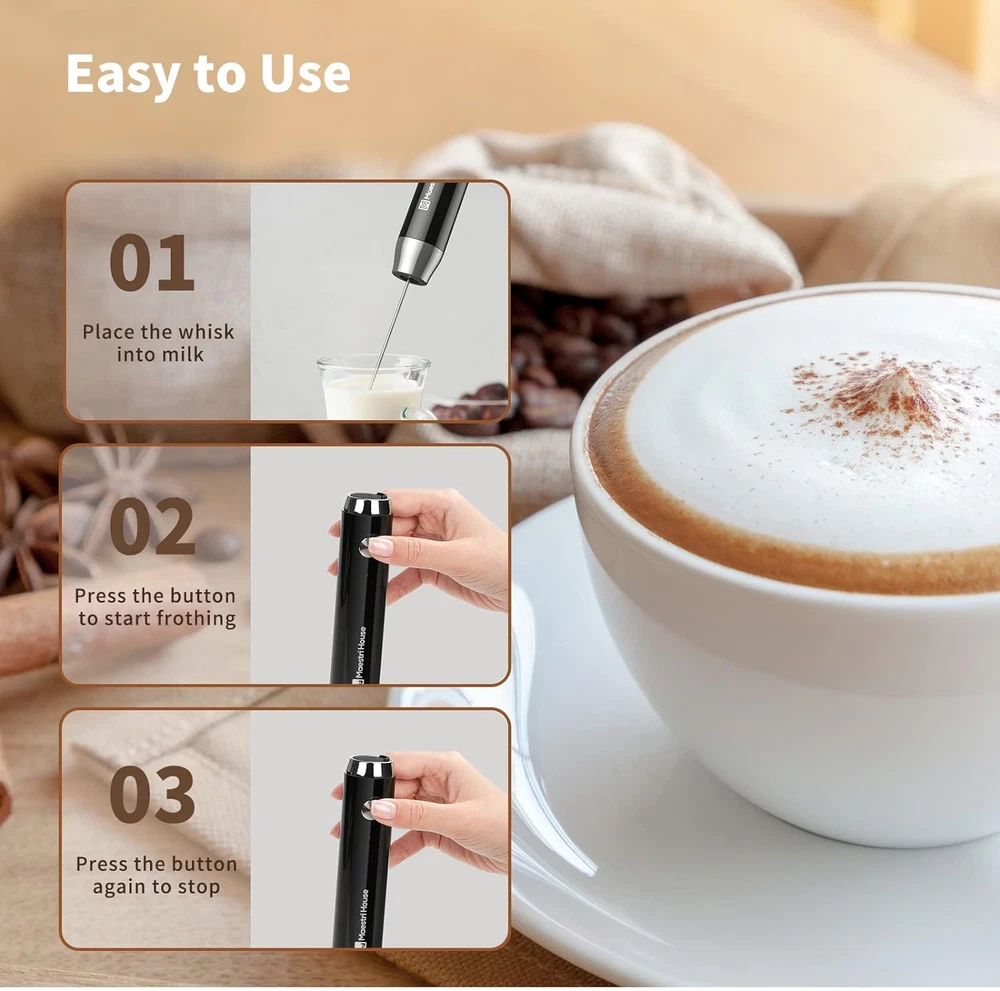 Milk Frother with Stand, Handheld Electric Foam Maker