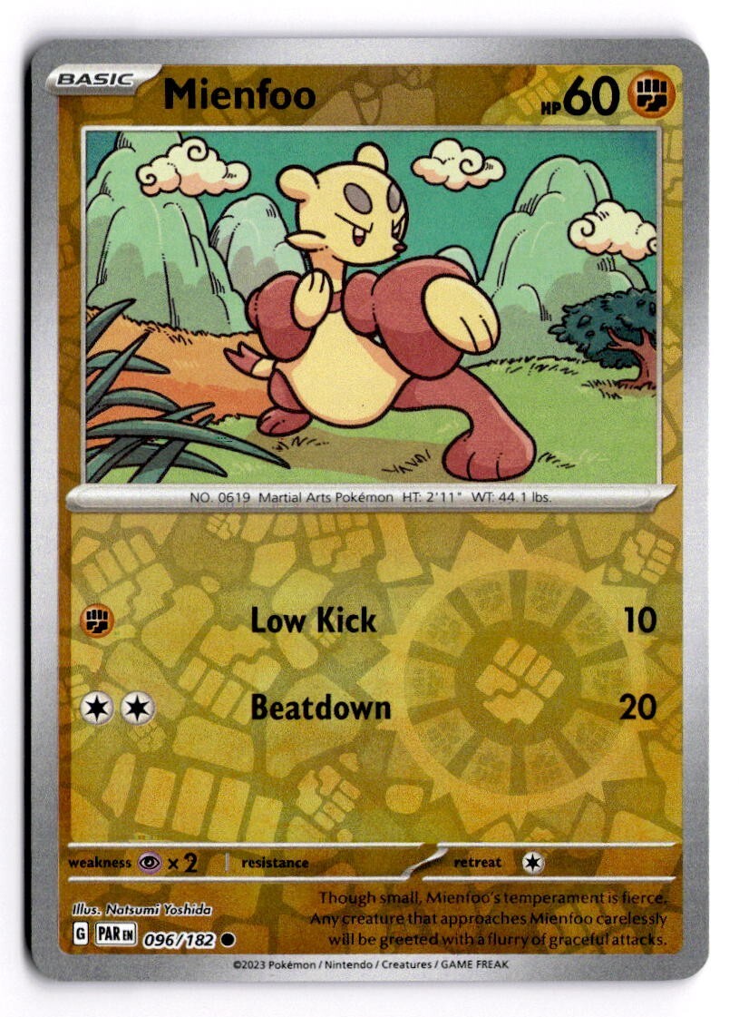 Pokémon Mienfoo 96/182 Reverse Holo Paradox Rift Pokémon TCG