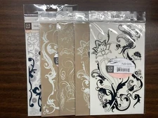 BASIC GREY BORDERS AND FLOURISHES - RUB-ON TRANSFERS