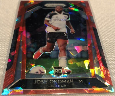 2020-21 Prizm EPL Soccer Josh Onomah Fulham Red Cracked Ice Prizm Rookie #293