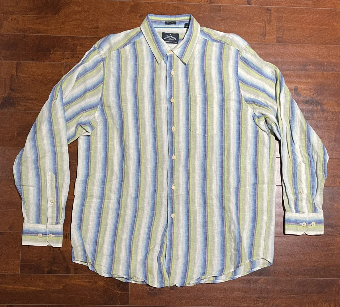 Indigo Palms Co Tommy Bahama 100% Linen Long Sleeve Button Up Shirt Mens Size XL