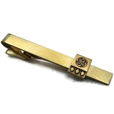 Vintage GE General Electric 3 Diamond Service Award Tie Clip Bar Gold Tone Mens