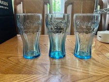 VINTAGE COCA COLA  6" LIGHT BLUE BELL LOT OF 3 GLASSES