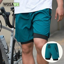 WOSAWE Mens Womens Outdoor 2-in-1 Cycling Shorts 3D Padded Breathable Quick Dry