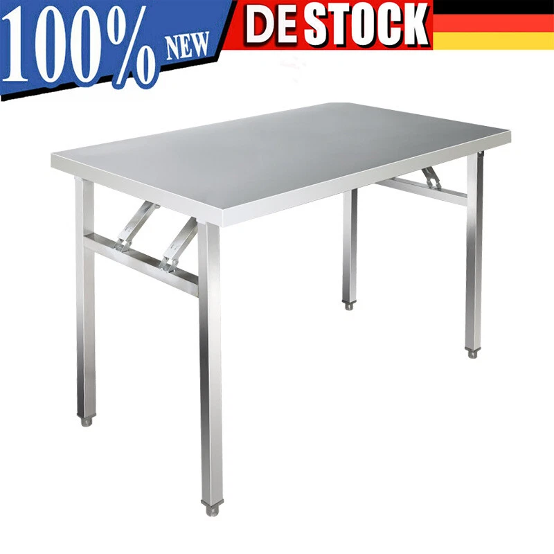 120*60 CM Klappbar Edelstahl Arbeitstisch Esstisch Küchentisch Schublade Tisch - Bild 4 von 4