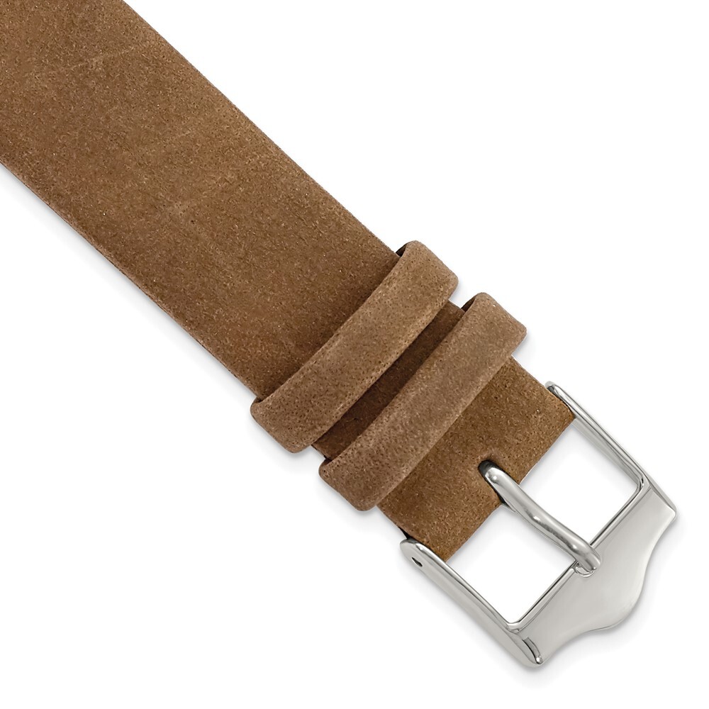 17mm Brown Suede Leather Silver-tone Buckle Watch Band UK