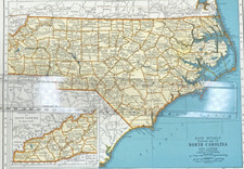 1940's North Carolina atlas Map Vintage