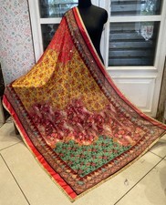 Women Dupatta Pearl  Mirror work Chunni Handmade Indian Print neck drape ethnic