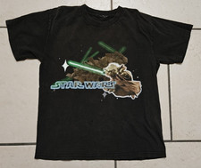 Star Wars Yoda W/ Light Saber Vintage Black Graphic Shirt Kid  s M/L