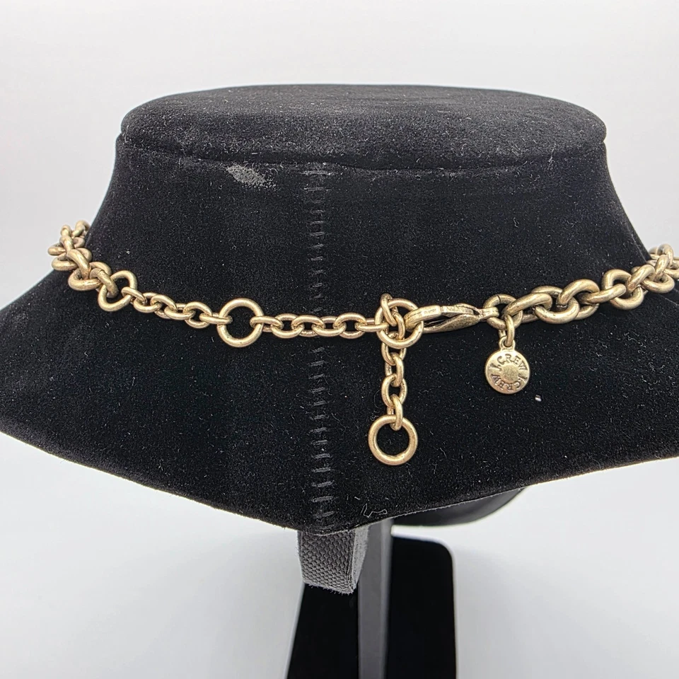 Collar babero cadena colgante de cristal negro cuadrado tono dorado para mujer J Crew 22" Foto 4 de 4