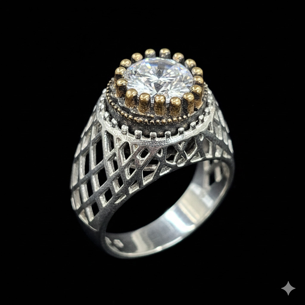 Precioso anillo para hombre / anillo llamativo de plata 925 real